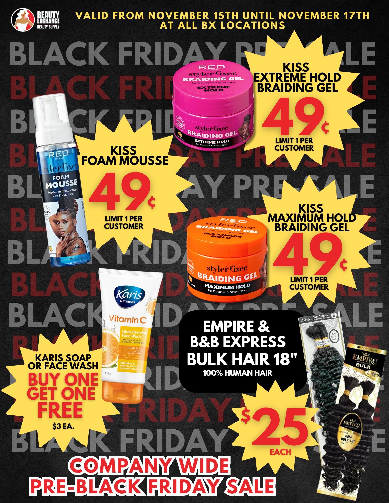 Beauty Exchange Company-Wide Pre-Black Friday Sale – 11/15-11/17! - Beauty Exchange Beauty Supply
