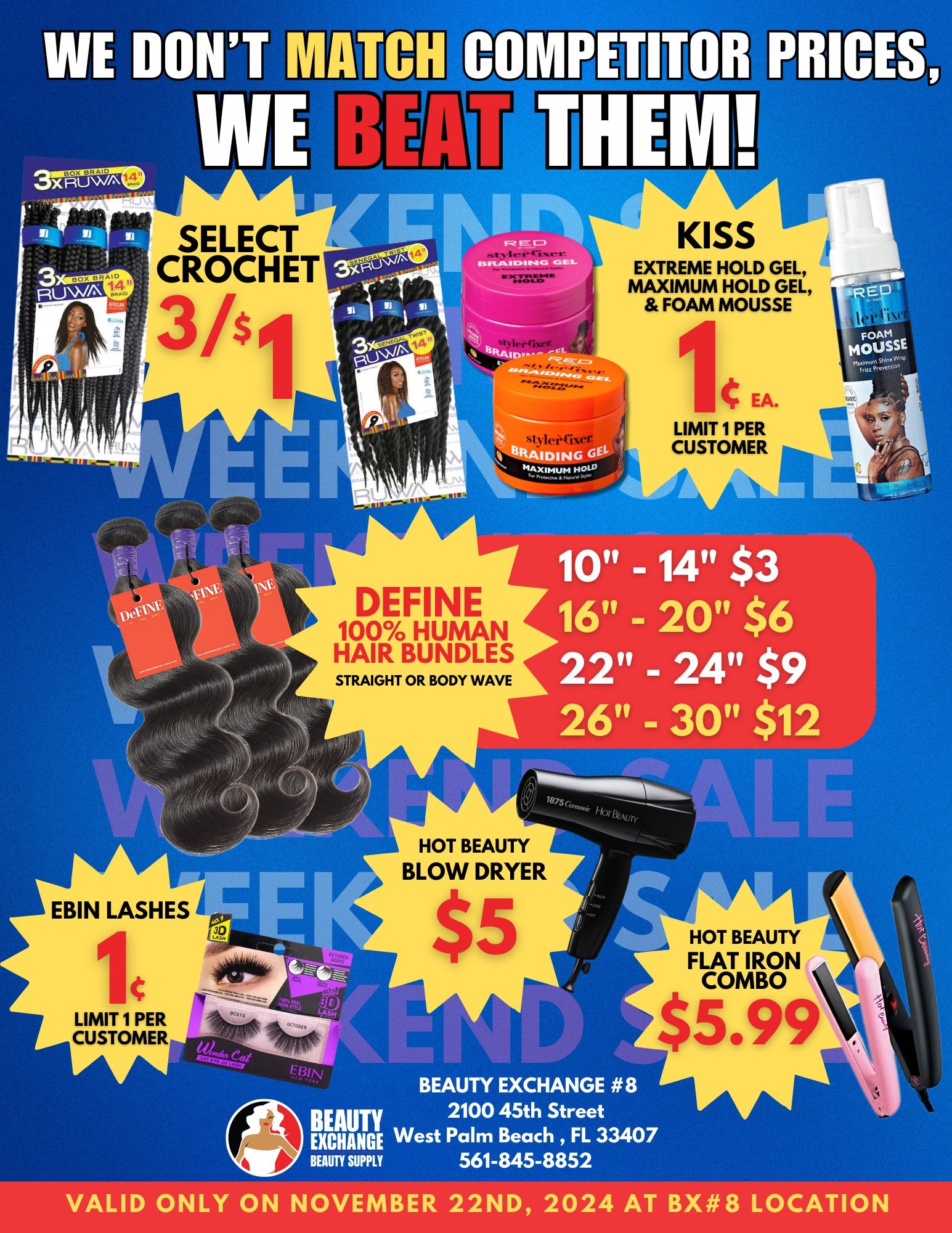 West Palm Beach Weekend Sale | November 22 - Beauty Exchange Beauty Supply