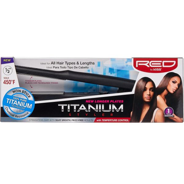 Red by Kiss Titanium Styler Flat Iron 1/2"