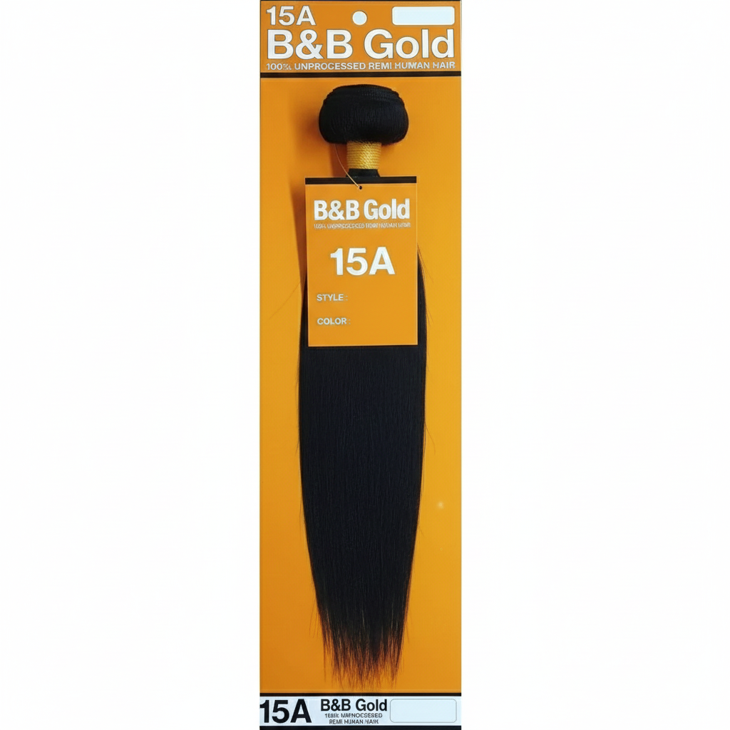 B & B Gold 100% Human Hair 15A Single Bundles - Natural Color