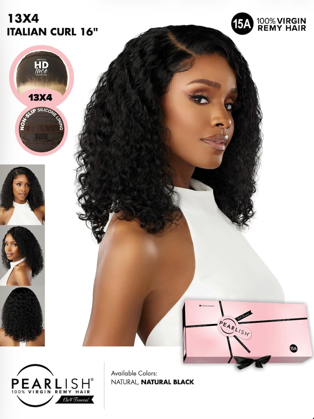Sensationnel Pearlish Glueless 13x4 HD Lace Frontal Wig – Italian Curl 16"