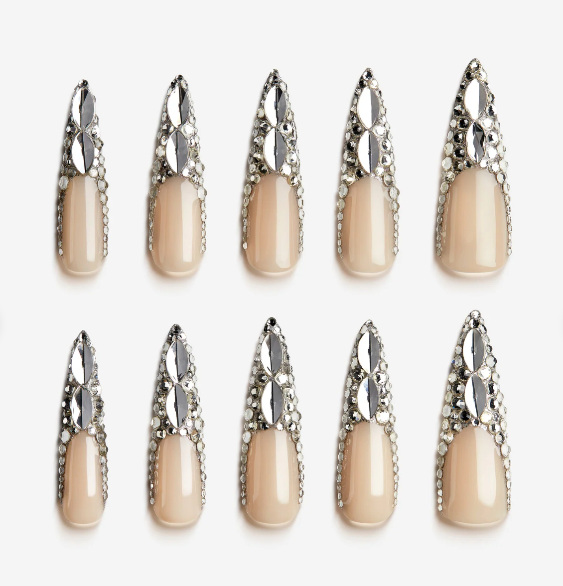 DRESUP Crystal Wings Long Stiletto Press-On Nails – 12 Pieces
