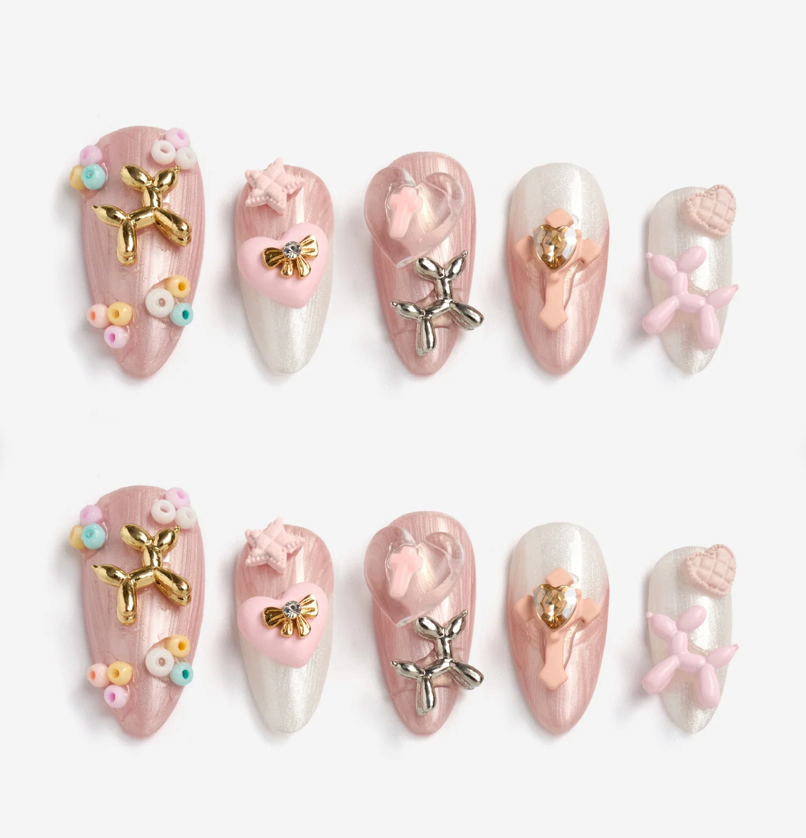 DRESUP Sweet Ballet Medium Almond Press-On Nails – 12 Pieces