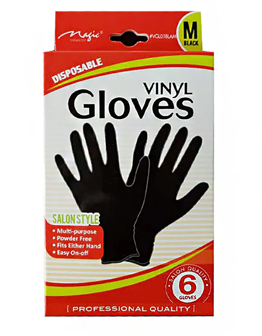 Magic Collection Black Vinyl Gloves – 6Pcs