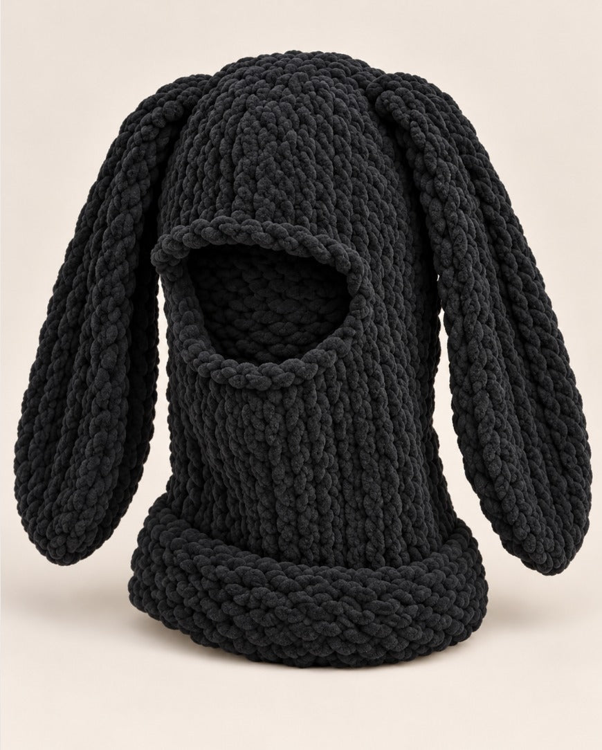 Soft Knit Bunny Ear Balaclava Face Mask