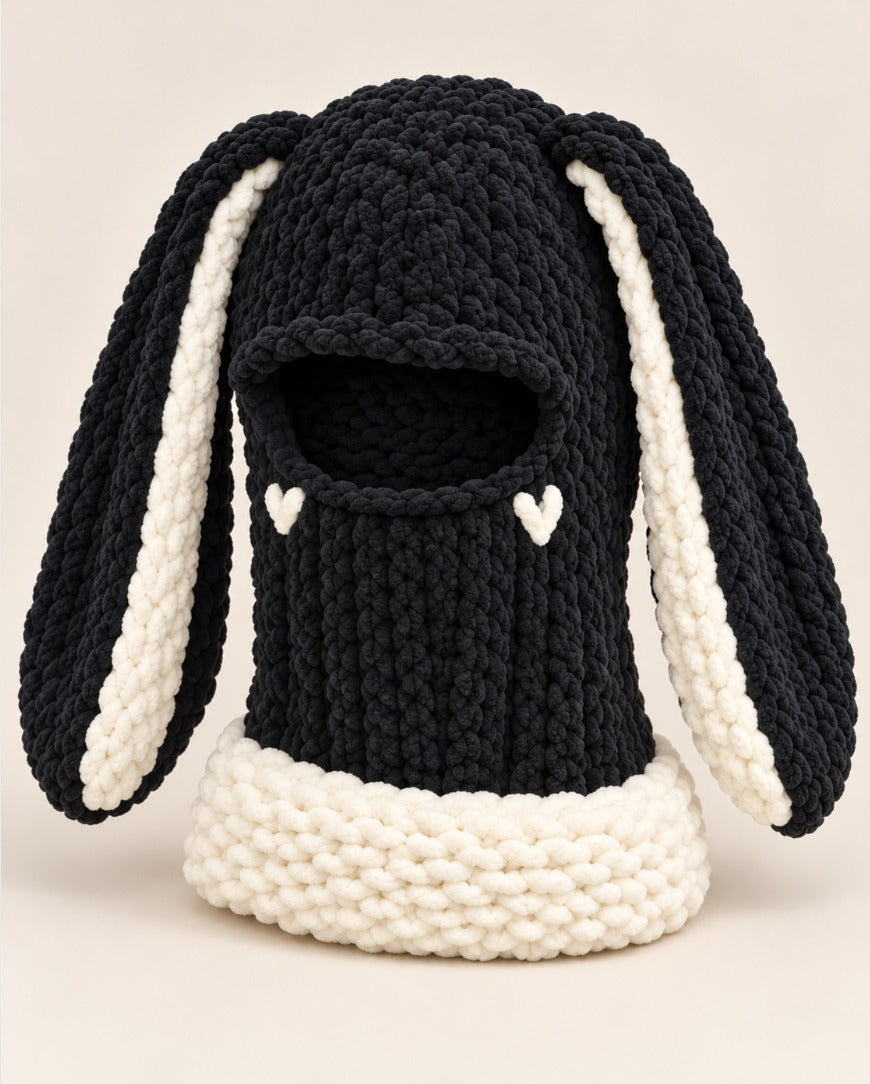 Soft Knit Bunny Ear Balaclava Face Mask