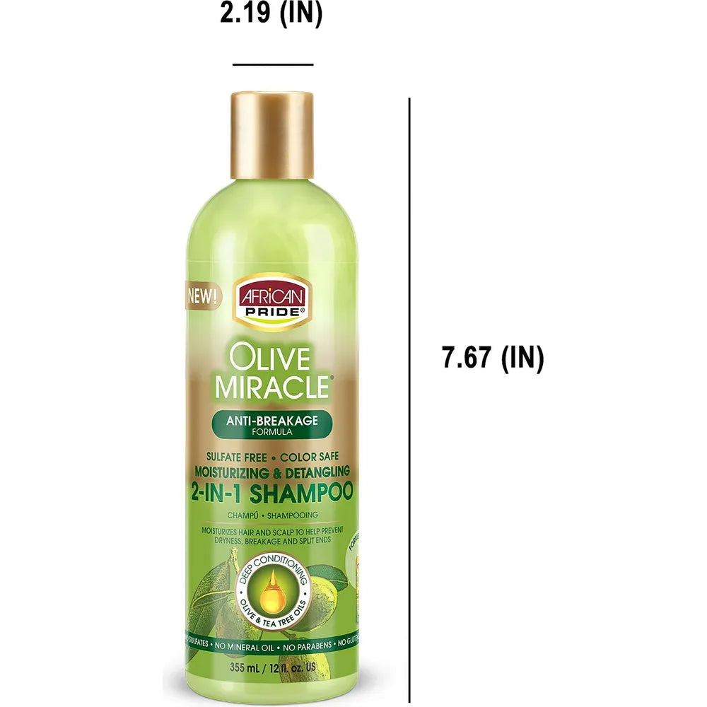African Pride Olive Miracle Anti-Breakage 2-in-1 Shampoo and Conditioner - 12 fl oz