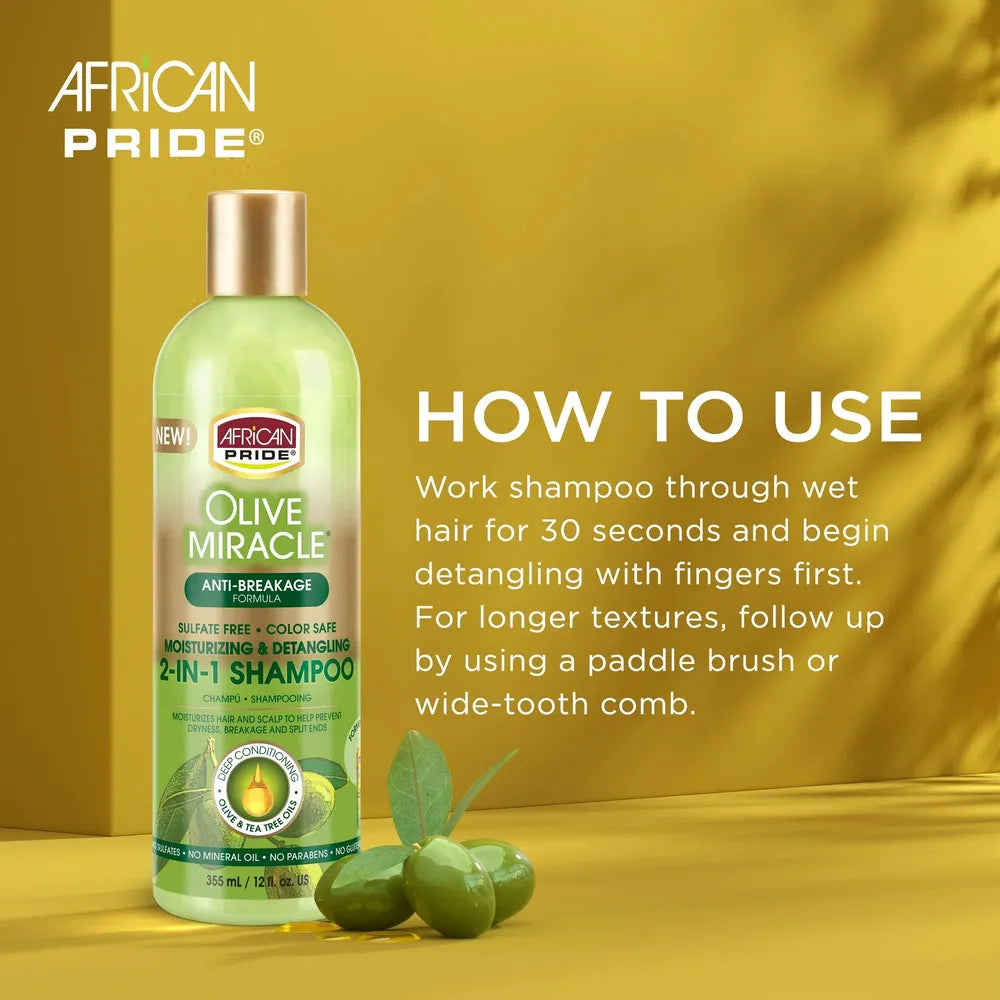 African Pride Olive Miracle Anti-Breakage 2-in-1 Shampoo and Conditioner - 12 fl oz