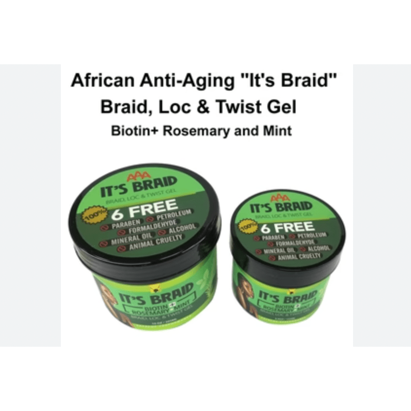 AAA African Anti - Aging "It’s Braid" Braid, Loc & Twist Gel – Biotin + Essential Oils – 4.5 oz & 10 oz - Beauty Exchange Beauty Supply