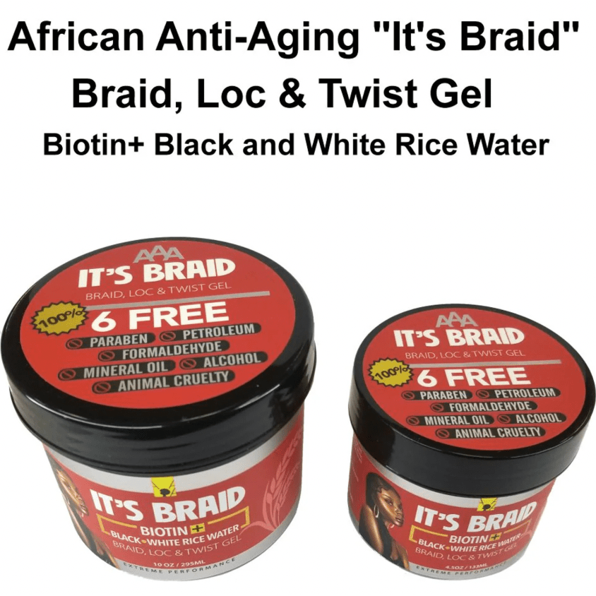 AAA African Anti - Aging "It’s Braid" Braid, Loc & Twist Gel – Biotin + Essential Oils – 4.5 oz & 10 oz - Beauty Exchange Beauty Supply