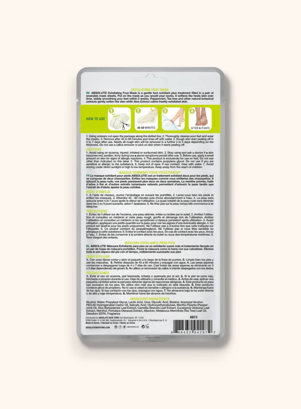 Absolute New York Exfoliating Foot Mask - Beauty Exchange Beauty Supply