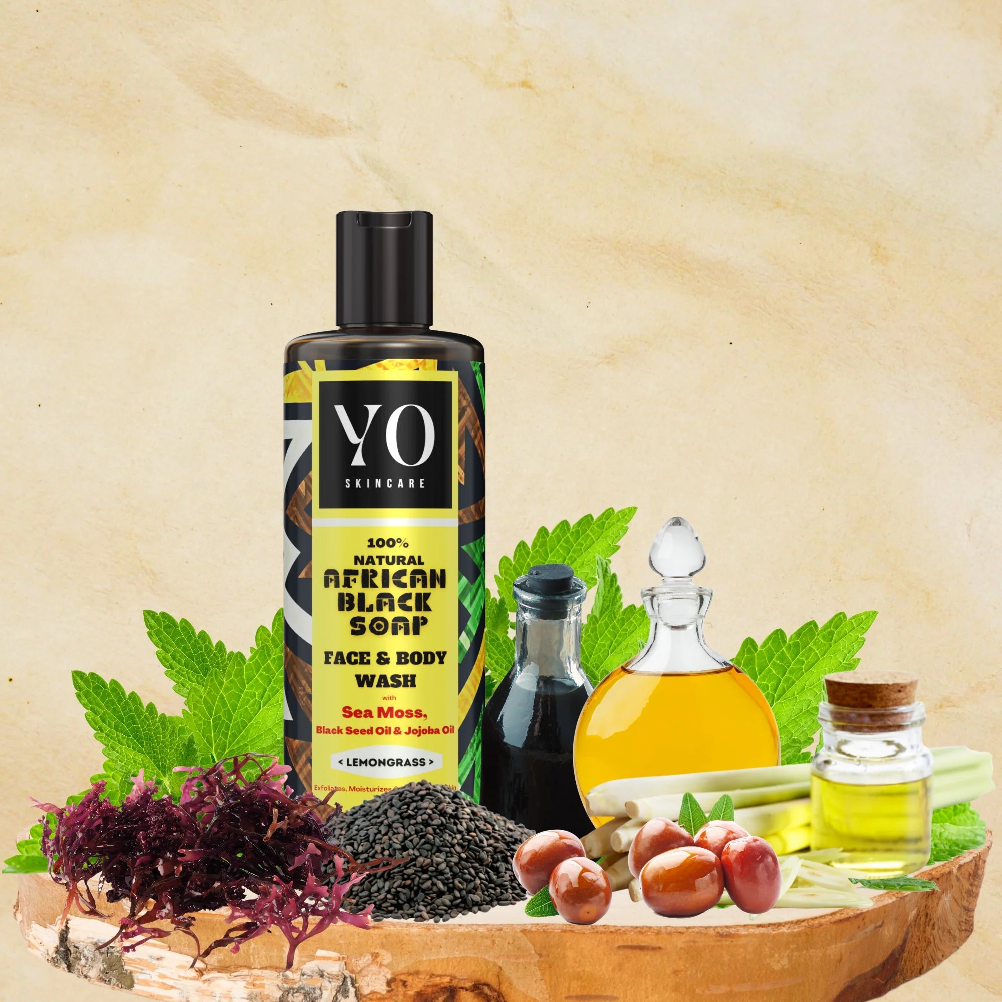 African Black Soap w/ Sea Moss, Black Seed & Jojoba – 8 oz - Beauty Exchange Beauty Supply