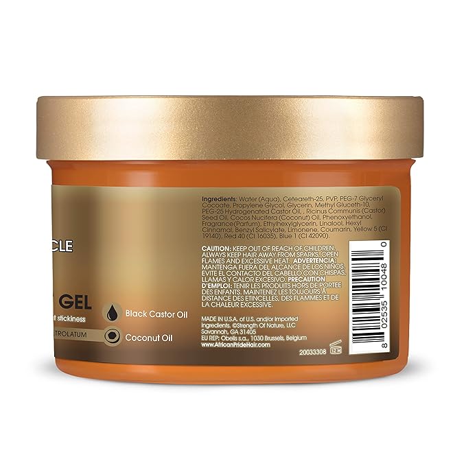 African Pride Black Castor Miracle Extra Hold Braid, Loc & Twist Gel | Tames Frizz, Secures Styles, & Smooths Edges – With Black Castor & Coconut Oil – Free from Parabens, Sulfates & Mineral Oil – 8 oz - Beauty Exchange Beauty Supply