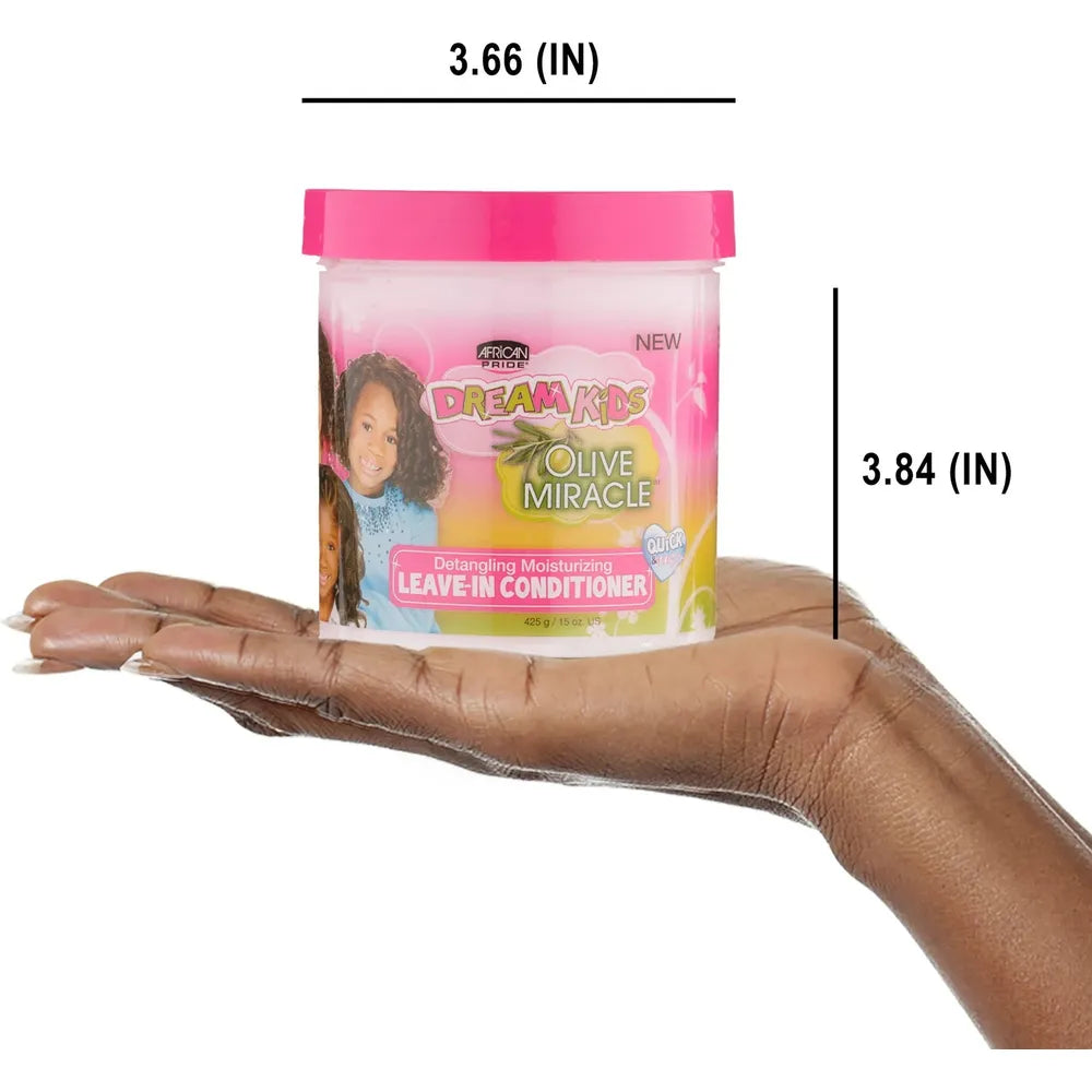 African Pride Dream Kids Olive Miracle | 2 Variants - Detangling Moisturizing Leave - In Conditioner & Quick Bounce Detangling Pudding | Softens, Detangles & Defines Curls – 15 oz - Beauty Exchange Beauty Supply