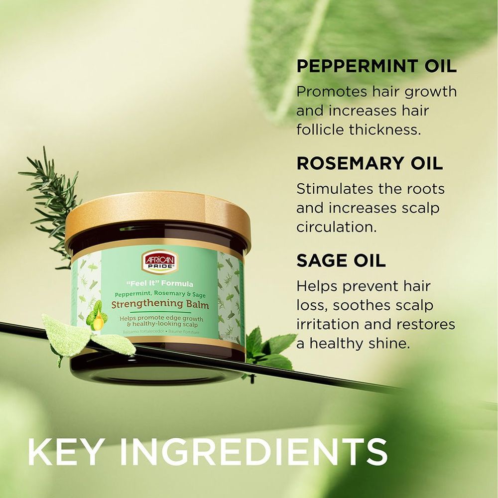 African Pride "FEEL IT" Formula Strengthening Balm | Invigorating Herbal Scalp & Hair Treatment with Peppermint, Rosemary & Sage – 4 oz - Beauty Exchange Beauty Supply