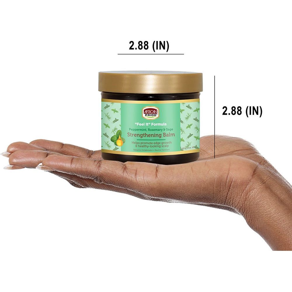 African Pride "FEEL IT" Formula Strengthening Balm | Invigorating Herbal Scalp & Hair Treatment with Peppermint, Rosemary & Sage – 4 oz - Beauty Exchange Beauty Supply
