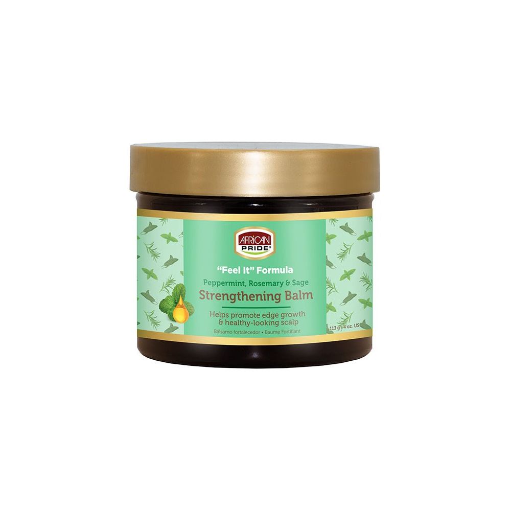 African Pride "FEEL IT" Formula Strengthening Balm | Invigorating Herbal Scalp & Hair Treatment with Peppermint, Rosemary & Sage – 4 oz - Beauty Exchange Beauty Supply