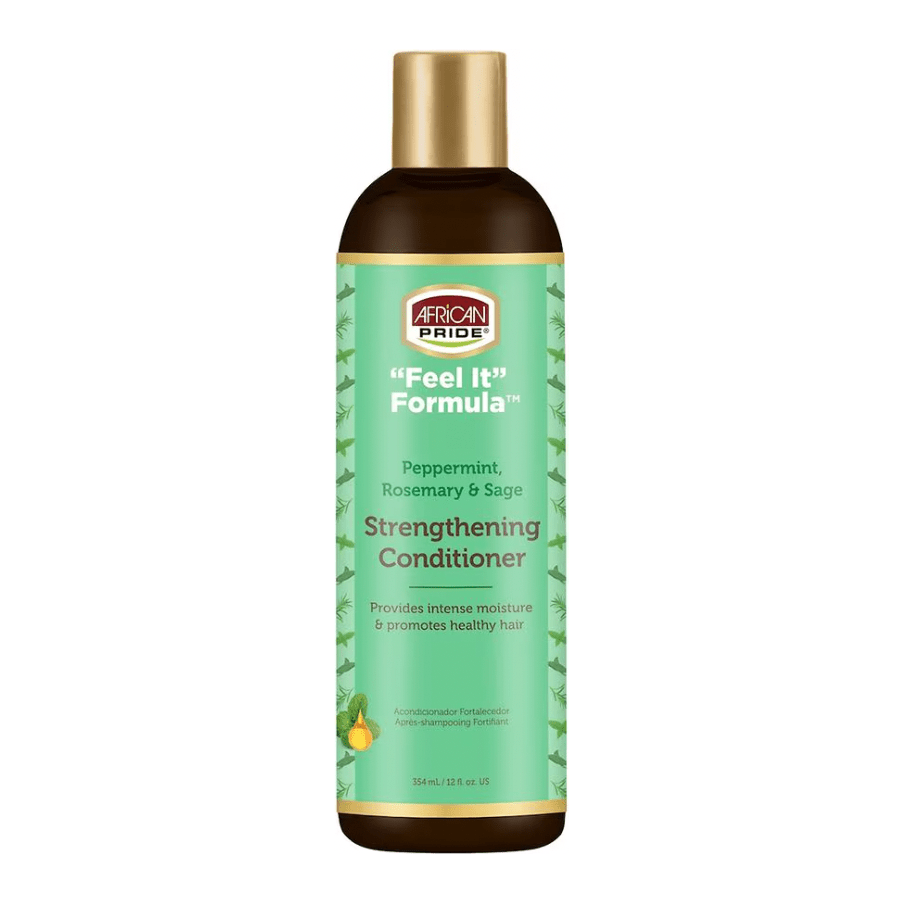 African Pride "FEEL IT" Formula Strengthening Shampoo & Conditioner Set | Each With Peppermint, Rosemary & Sage for Healthy Hair & Scalp – 12 oz - Beauty Exchange Beauty Supply