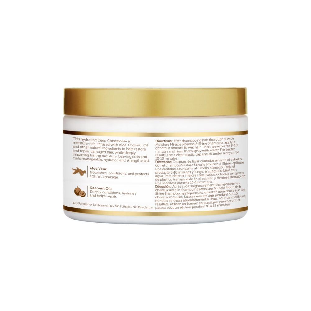 African Pride Moisture Miracle Aloe & Coconut Oil Deep Conditioner | Intense Hydration + Repairing Treatment for Dry, Damaged, or Natural Hair – 12 oz - Beauty Exchange Beauty Supply