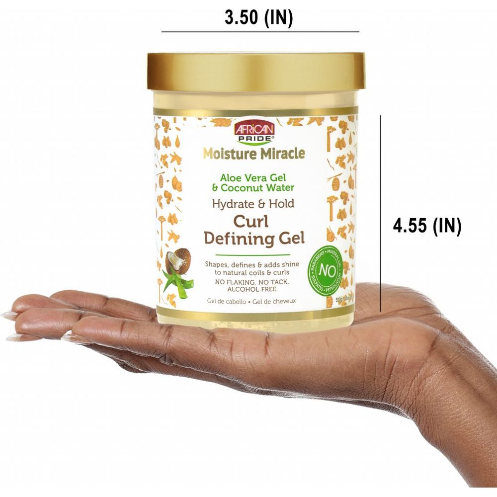 African Pride Moisture Miracle Aloe & Coconut Water Curl Defining Gel | Enhance & Define Your Natural Curls – Maximum Hold & Moisture – 18oz - Beauty Exchange Beauty Supply