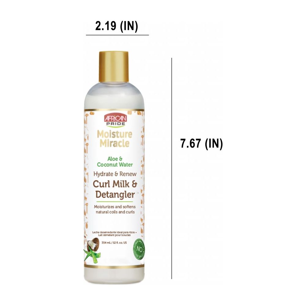 African Pride Moisture Miracle Aloe & Coconut Water Curl Milk & Detangler | Hydrating Leave - In Curl Milk – Softens, Nourishes & Gently Detangles Natural Hair – 12 fl oz - Beauty Exchange Beauty Supply