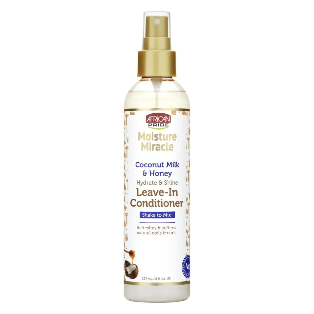 African Pride Moisture Miracle Coconut Milk & Honey Leave - In Conditioner | Hydrating & Strengthening Leave - In – Moisturizes, Softens & Improves Manageability – 8 fl oz - Beauty Exchange Beauty Supply