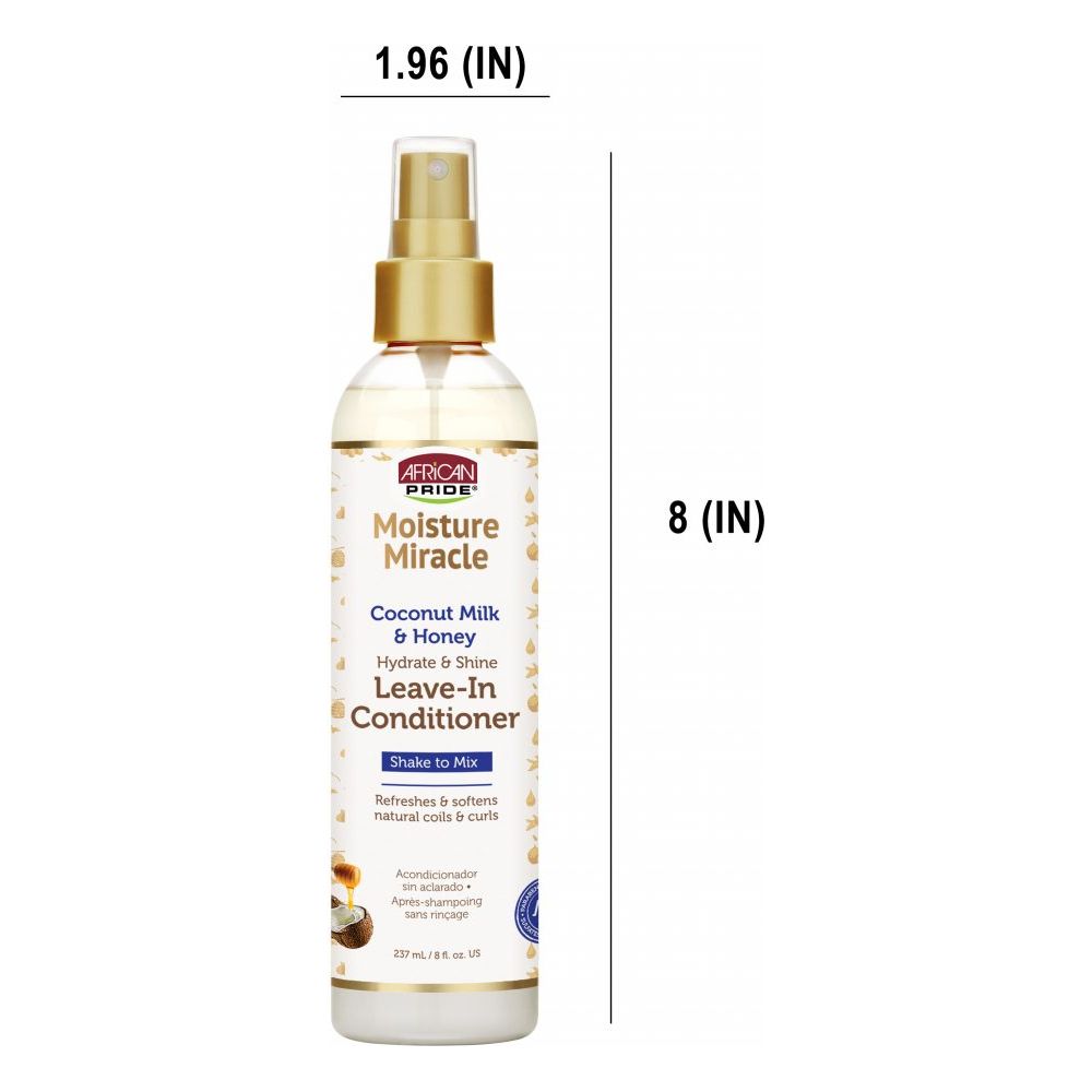 African Pride Moisture Miracle Coconut Milk & Honey Leave - In Conditioner | Hydrating & Strengthening Leave - In – Moisturizes, Softens & Improves Manageability – 8 fl oz - Beauty Exchange Beauty Supply