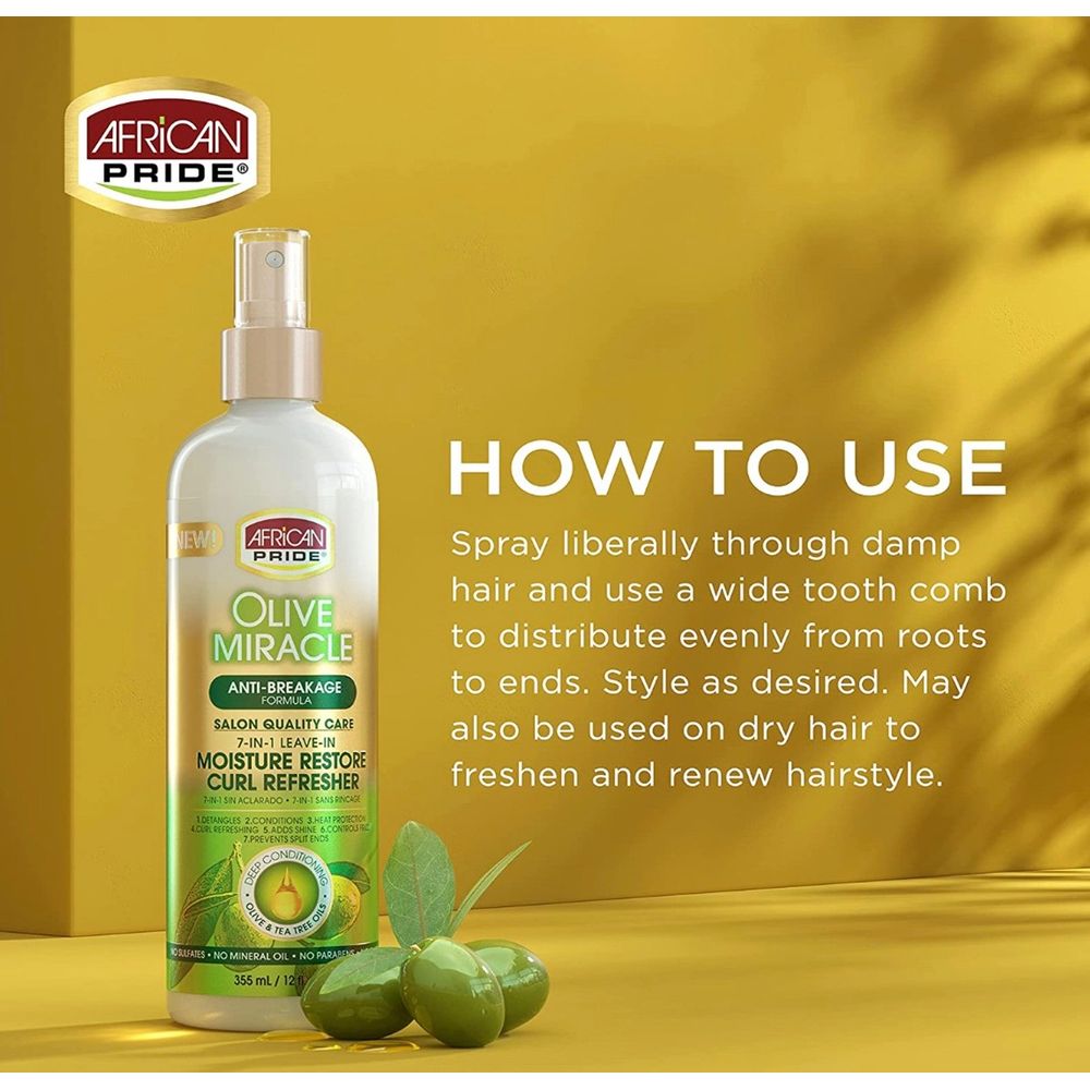 African Pride Olive Miracle 7 - IN - 1 Leave - In Curl Refresher - Beauty Exchange Beauty Supply