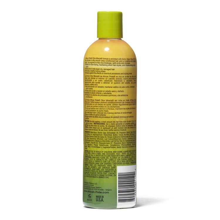 African Pride Olive Miracle Leave - In Conditioner | Moisturizing & Strengthening Formula for Damaged Hair โ Unisex, Daily Use โ 12oz & 15oz - Beauty Exchange Beauty Supply