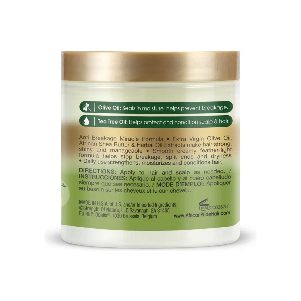 African Pride Olive Miracle Strengthening Treatment | Anti - Breakage Deep Treatment for Damaged Hair – Restores Strength, Shine & Moisture – 6 oz - Beauty Exchange Beauty Supply