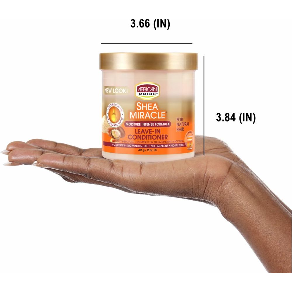 African Pride Shea Miracle Leave - In Conditioner | Intense Moisture & Detangling Cream – For Soft, Defined, Frizz - Free Curls – 15 oz - Beauty Exchange Beauty Supply