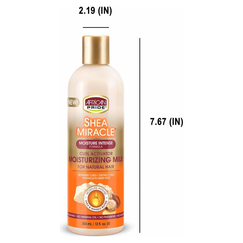 African Pride Shea Miracle Moisturizing Milk | Daily Hydration & Curl Softener โ Nourishes Natural Hair Without Buildup โ 12 oz - Beauty Exchange Beauty Supply