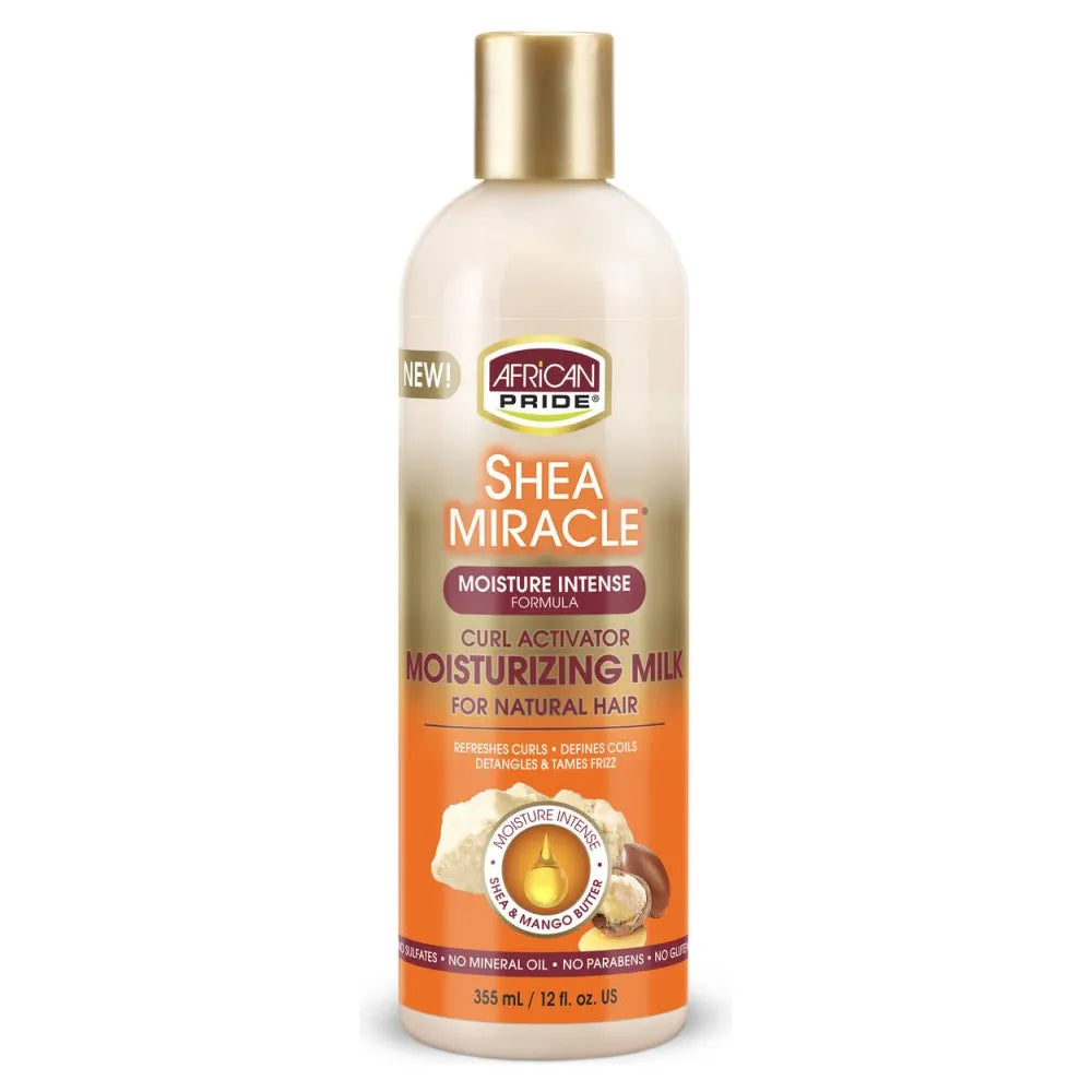 African Pride Shea Miracle Moisturizing Milk | Daily Hydration & Curl Softener โ Nourishes Natural Hair Without Buildup โ 12 oz - Beauty Exchange Beauty Supply