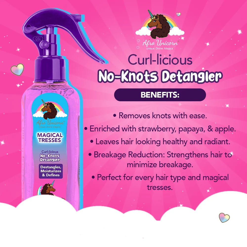Afro Unicorn Curlicious No Knots Detangler – 12 oz - Beauty Exchange Beauty Supply