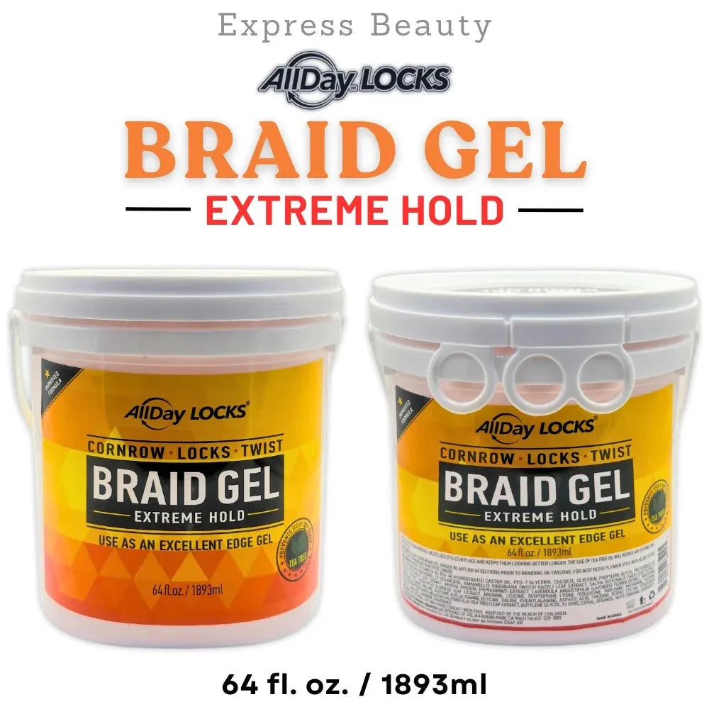 AllDay Locks Braid Gel | Extreme Hold, Smooths & Tames Frizz | No Flaking or Drying | High Shine, Long Lasting for Braids, Locks, Twists, Cornrows| - Beauty Exchange Beauty Supply