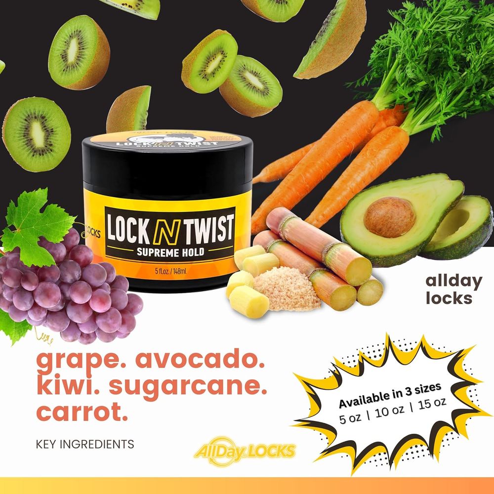 AllDay Locks Lock N Twist | Locking Gel, Re - Twist Locks, Supreme Hold | Smooths & Tames Frizz, Flake Free, Soft Finish| - Beauty Exchange Beauty Supply