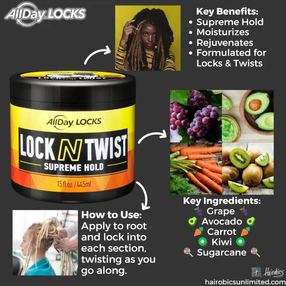 AllDay Locks Lock N Twist | Locking Gel, Re - Twist Locks, Supreme Hold | Smooths & Tames Frizz, Flake Free, Soft Finish| - Beauty Exchange Beauty Supply