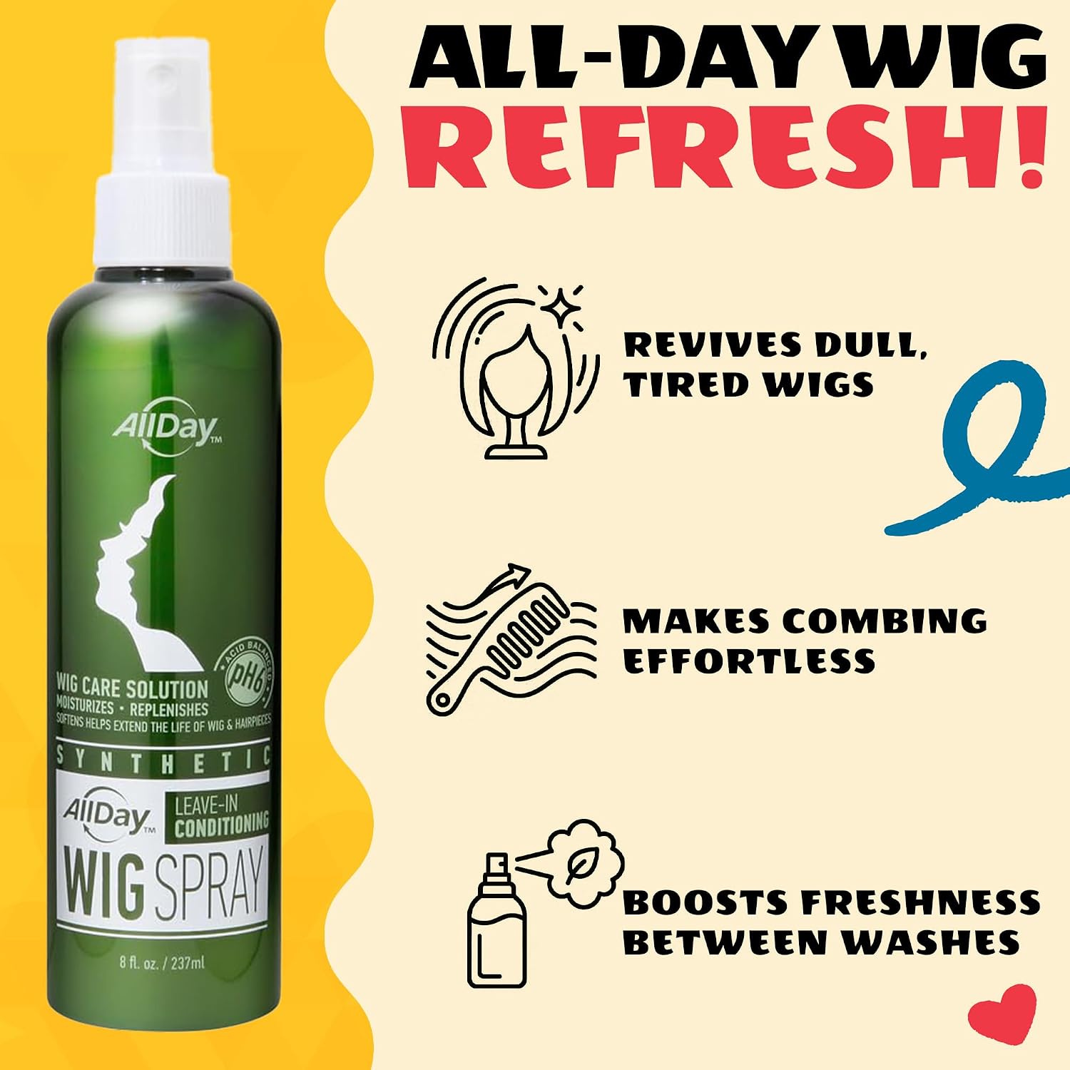 AllDay Locks Synthetic Wig Spray – 8oz - Beauty Exchange Beauty Supply