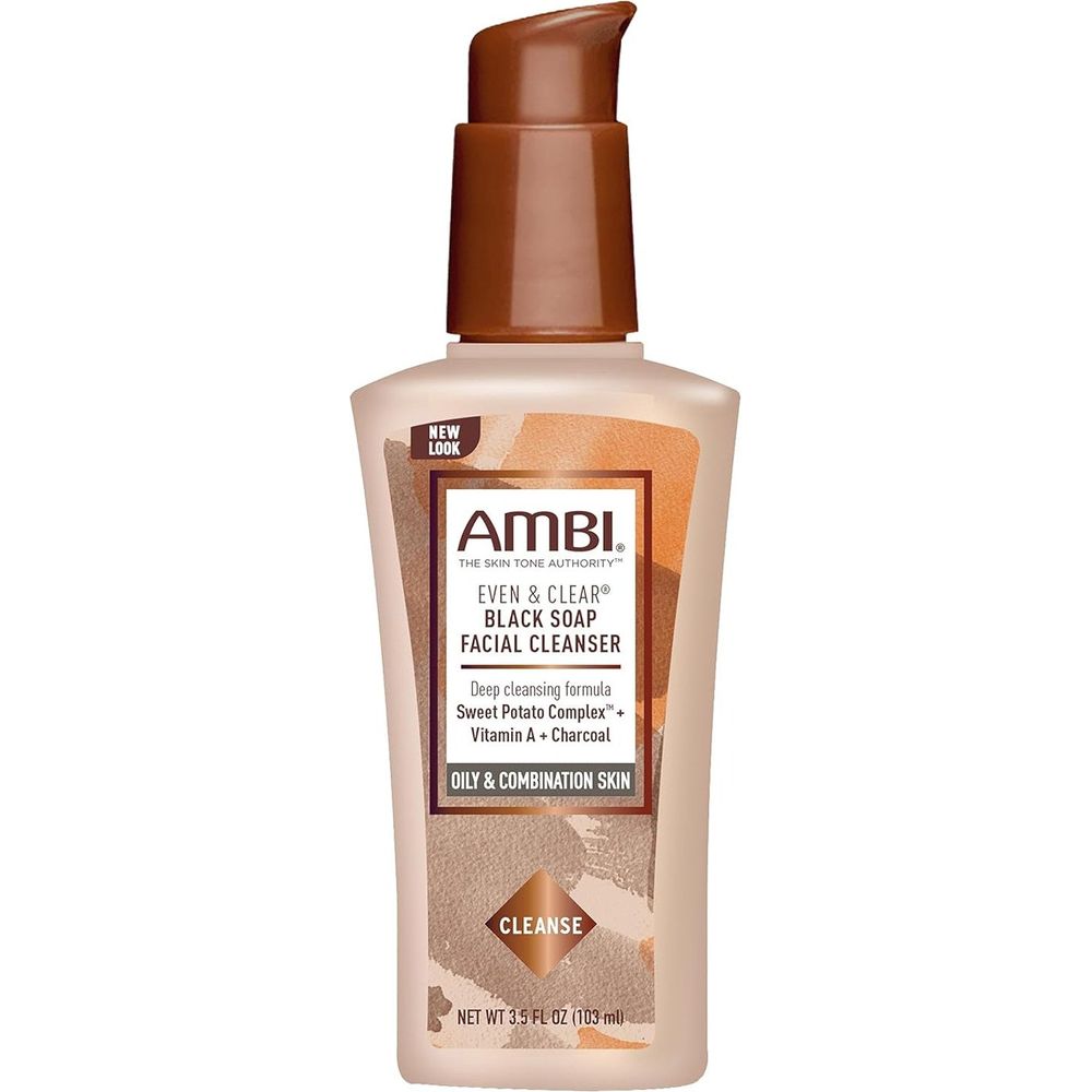 Ambi - Even & Clear | Black Soap Facial Cleanser | Purifying Charcoal | For - Oily & Combination Skin |Sweet Potato Complex | Vitamin A | 3.5Oz - Beauty Exchange Beauty Supply