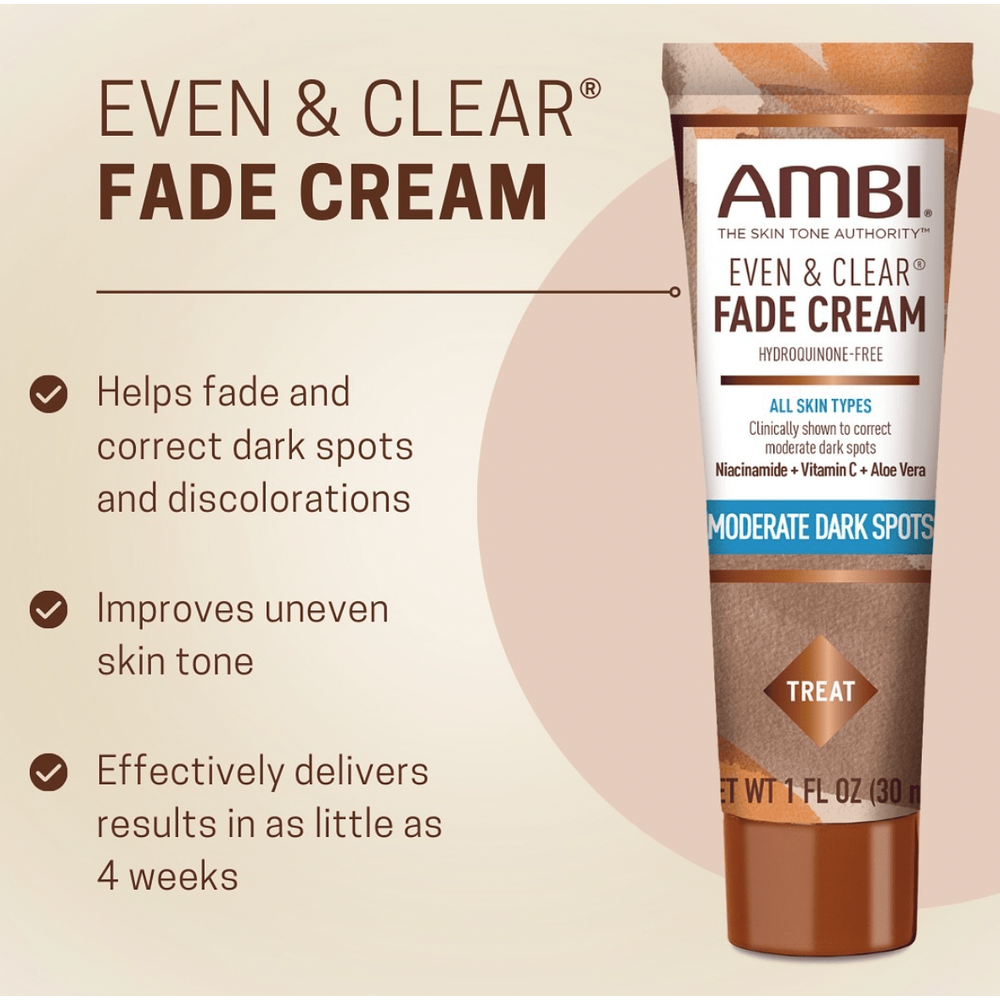 Ambi - Even & Clear | Fade Cream | 2 Variants | Moderate Dark Spots | Stubborn Dark Spots | Hydroquinone - Free | Niacinamide | 1Oz - Beauty Exchange Beauty Supply