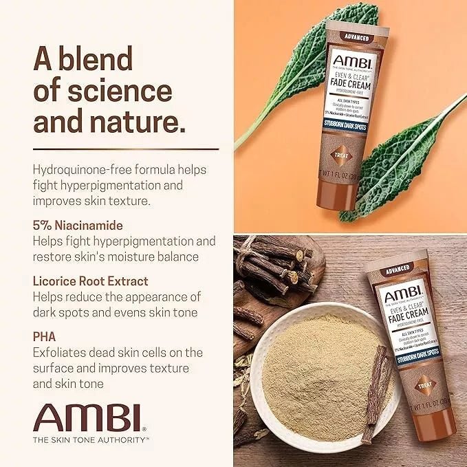 Ambi - Even & Clear | Fade Cream | 2 Variants | Moderate Dark Spots | Stubborn Dark Spots | Hydroquinone - Free | Niacinamide | 1Oz - Beauty Exchange Beauty Supply