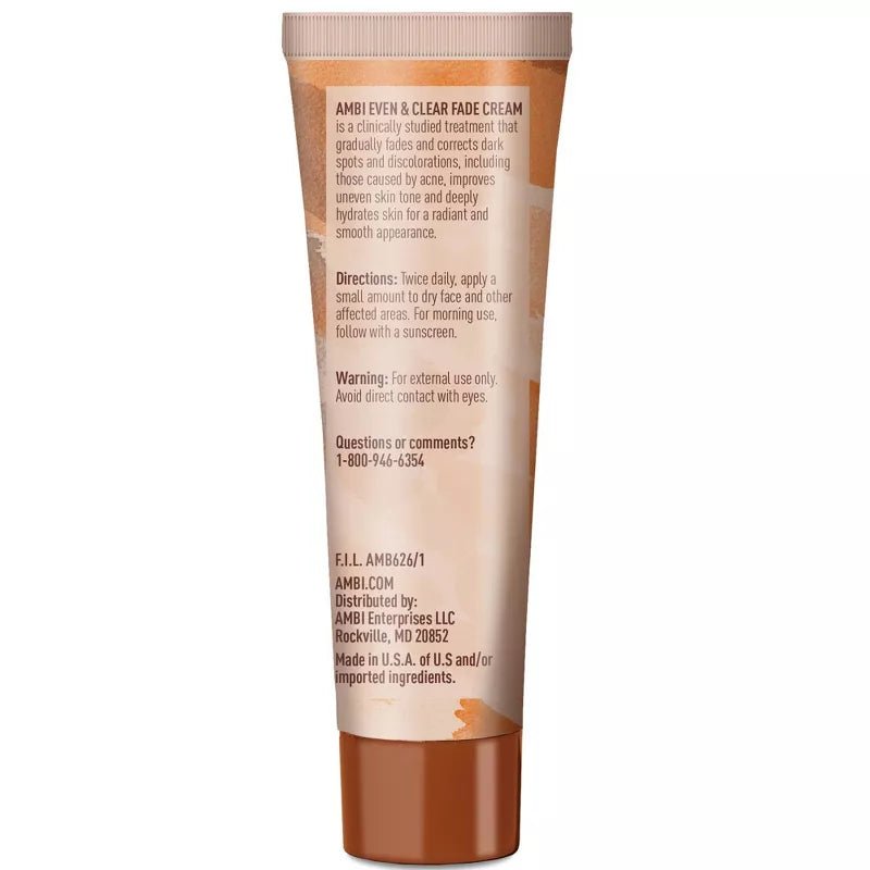 Ambi - Even & Clear | Fade Cream | 2 Variants | Moderate Dark Spots | Stubborn Dark Spots | Hydroquinone - Free | Niacinamide | 1Oz - Beauty Exchange Beauty Supply
