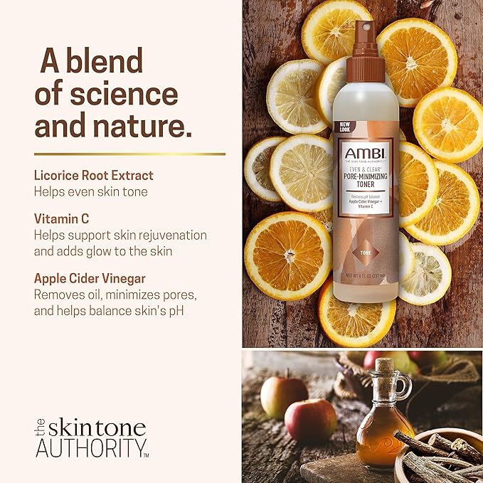 Ambi - Even & Clear | Intense Clarifying Toner | Pores Minimizing Toner | Vitamin C | Apple Cider Vinegar | Licorice Extract | 8Oz | - Beauty Exchange Beauty Supply