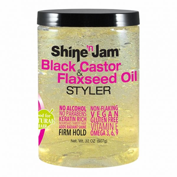 Ampro Shine ‘n Jam Black Castor & Flaxseed Oil Styler – Conditioning Hold & Shine – 8oz / 16oz / 32oz - Beauty Exchange Beauty Supply