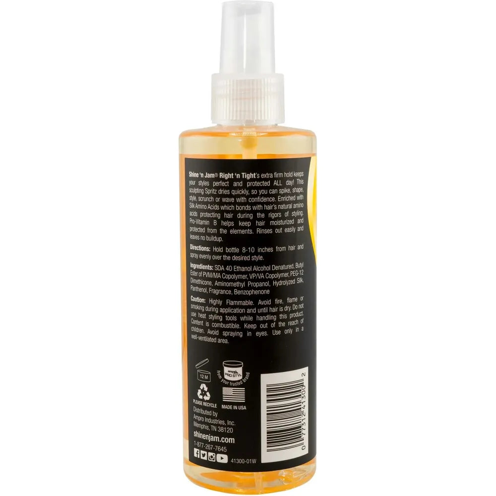 Ampro Shine 'n Jam Right 'N Tight Sculpting Spritz – Superior Hold & Elite Quick - Dry Variants – 8 oz - Beauty Exchange Beauty Supply