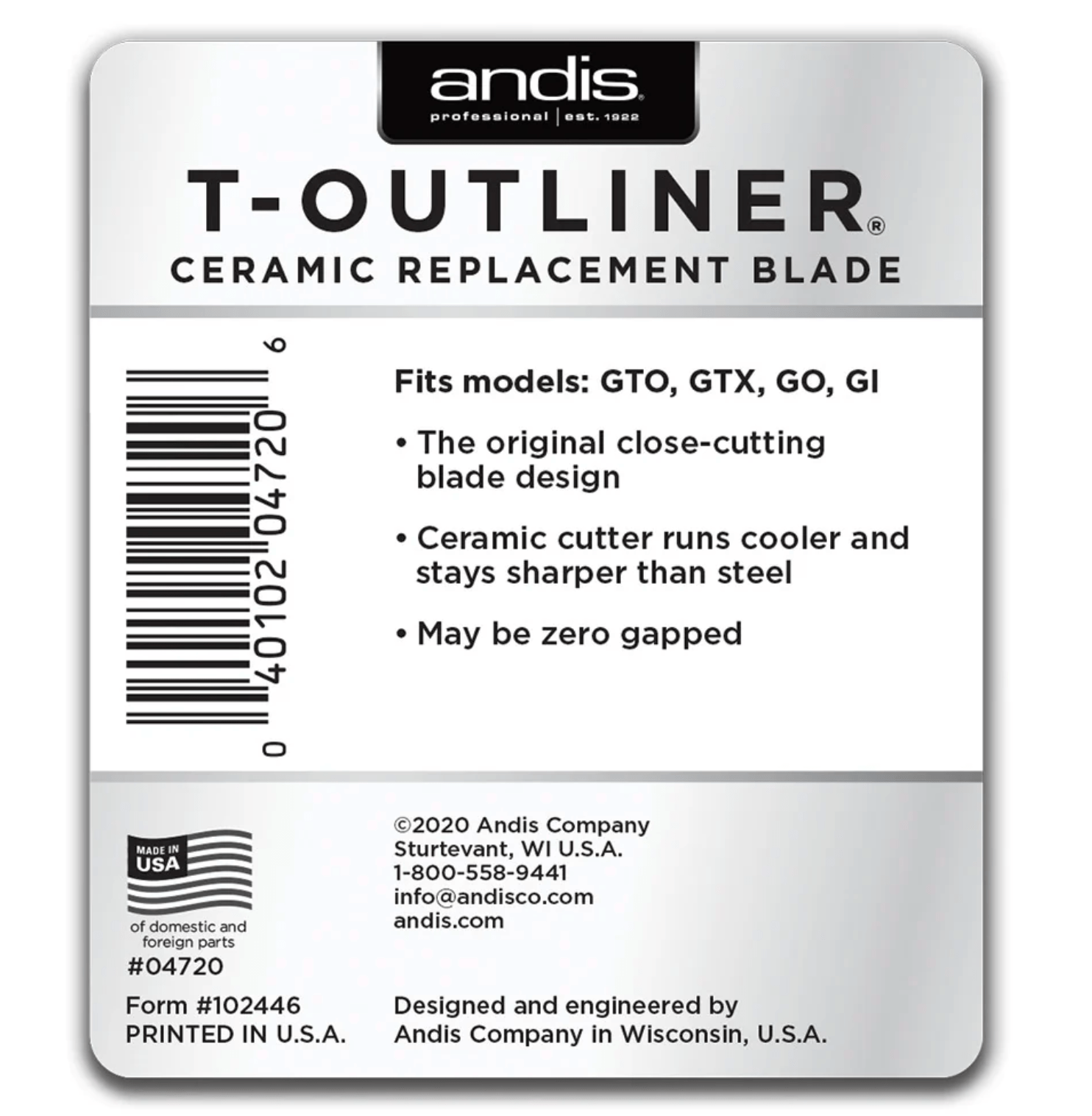 Andis T - Outliner Replacement Blade โ Steel/Ceramic - Beauty Exchange Beauty Supply