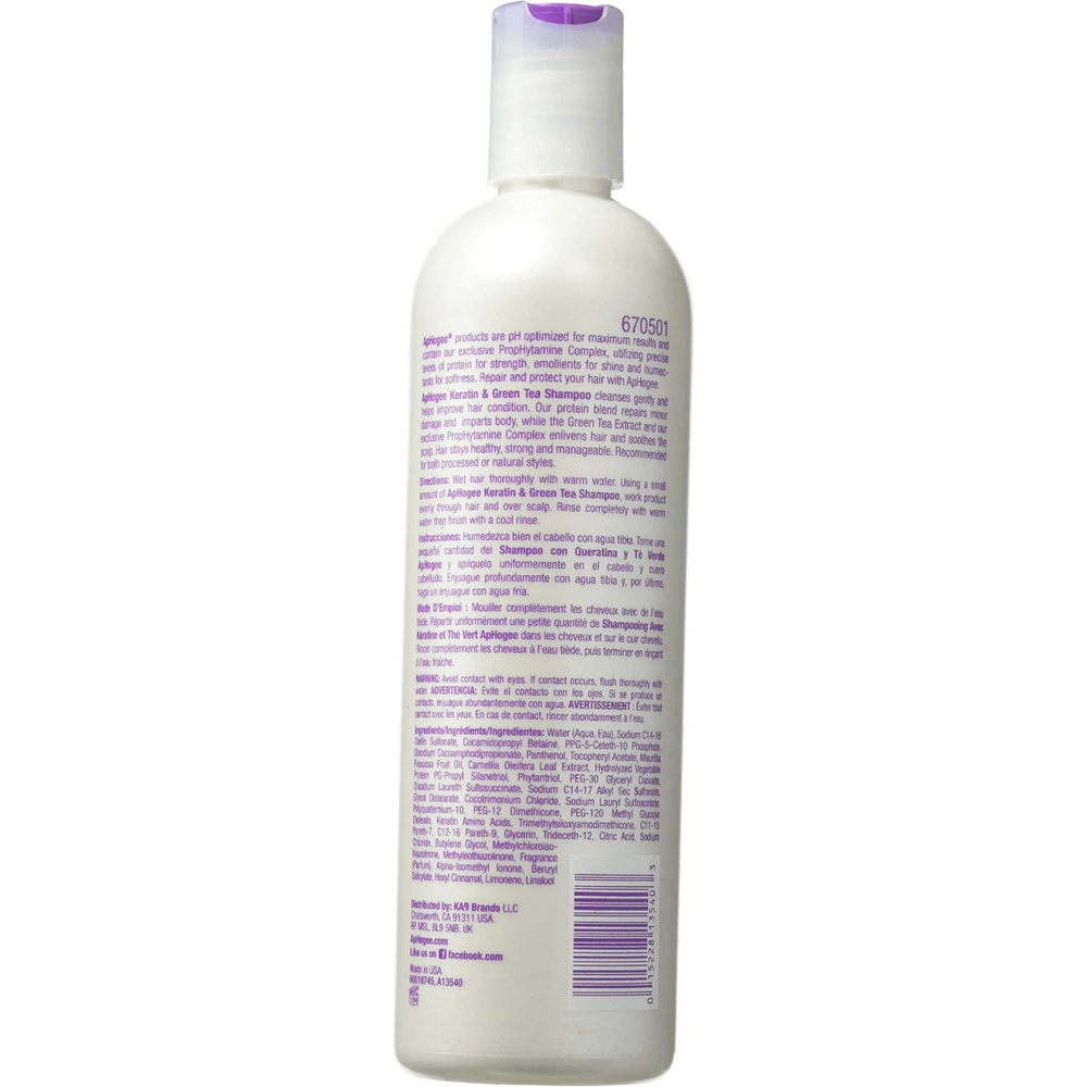 Aphogee Keratin & Green Tea Strengthening Shampoo – Repairs, Strengthens & Nourishes – 12oz - Beauty Exchange Beauty Supply