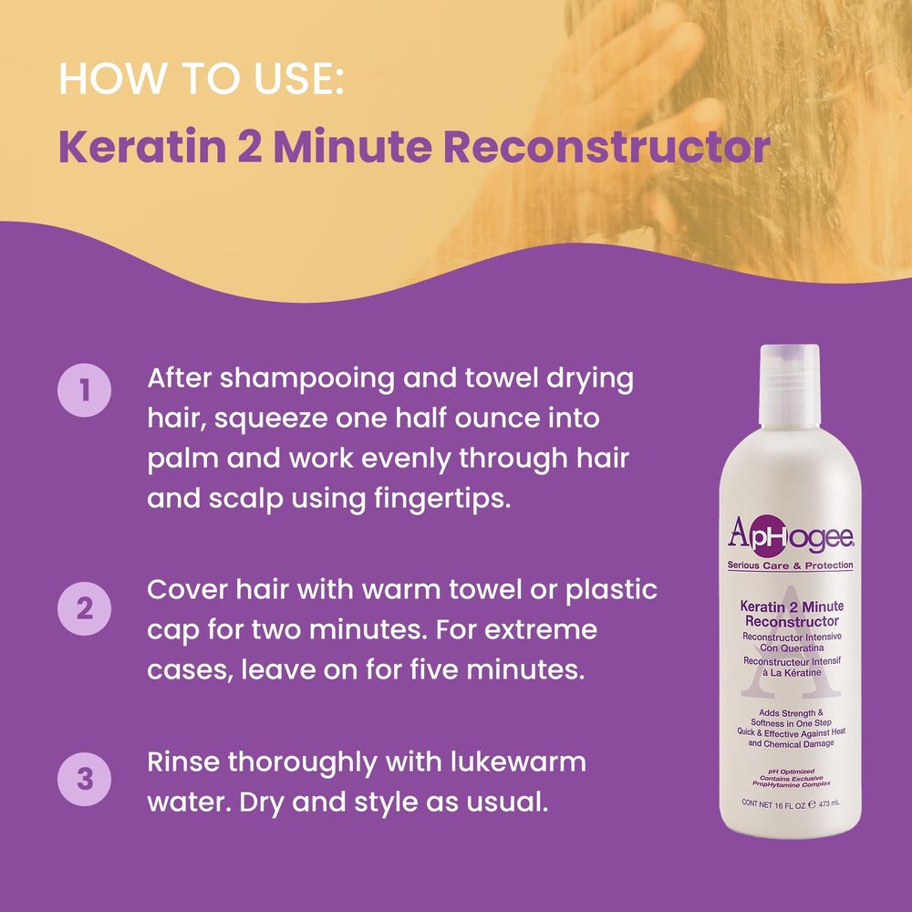 Aphogee Two Minute Intensive Keratin Reconstructor – Restores Strength & Moisture in Just 2 Minutes – Available in 16oz & 8oz - Beauty Exchange Beauty Supply