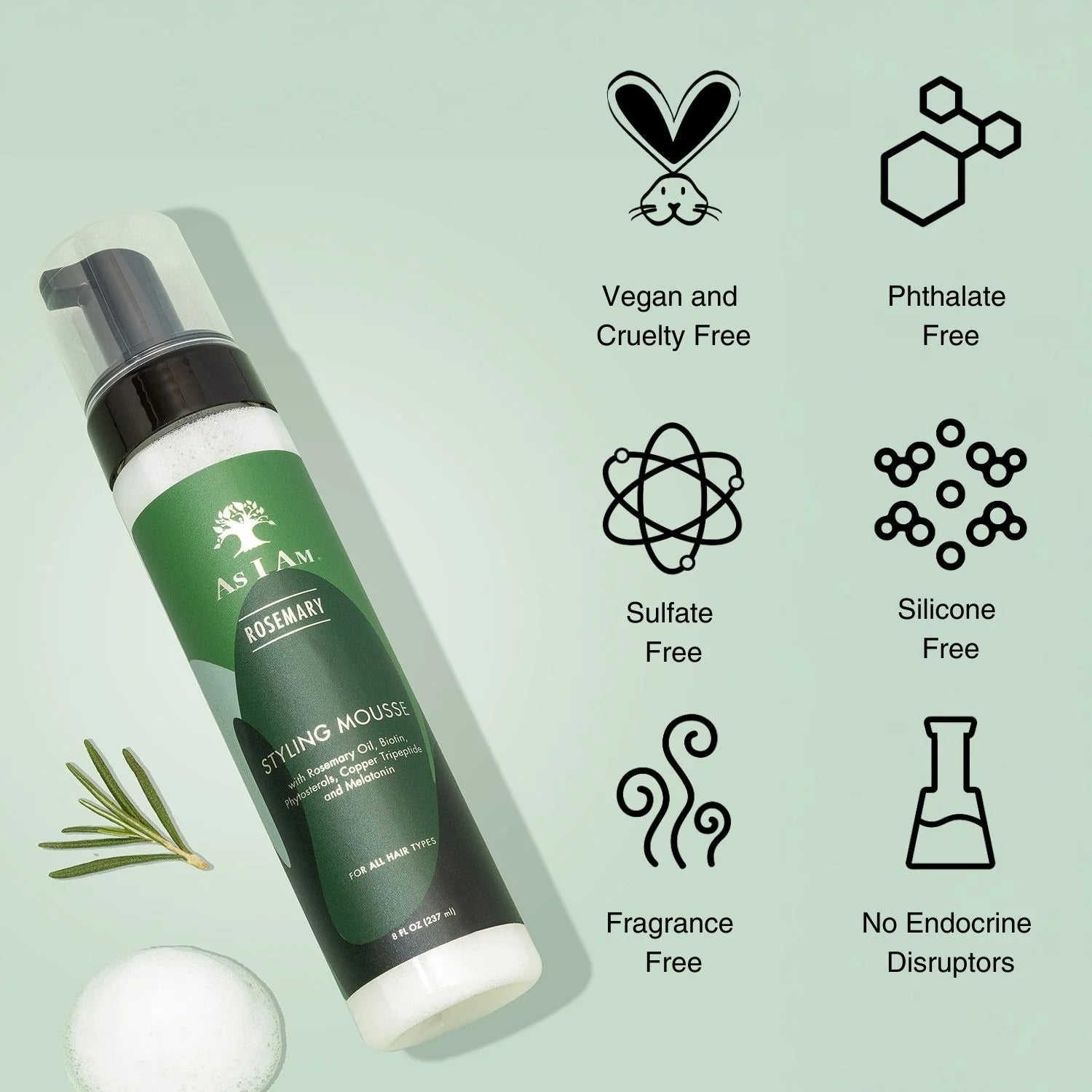 As I Am Rosemary Curl Hair Mousse – 8 fl oz - Beauty Exchange Beauty Supply