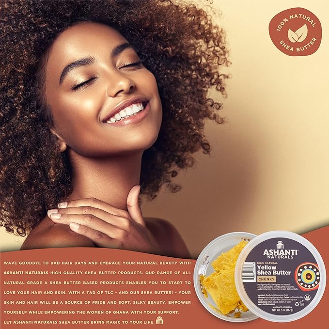 Ashanti African Chunky Shea Butter Hair Treatment โ Yellow โ 100% Natural โ 5 oz & 10 oz - Beauty Exchange Beauty Supply